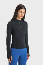 Load image into Gallery viewer, Half Zip Thumbhole Sleeve Sports Top
