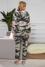 Load image into Gallery viewer, Camouflage Contrast Detail Hoodie and Joggers Lounge Set
