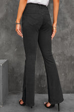 Load image into Gallery viewer, Side Slit Distressed Flare Jeans
