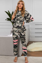 Load image into Gallery viewer, Camouflage Contrast Detail Hoodie and Joggers Lounge Set
