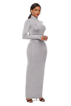 Load image into Gallery viewer, Mock Neck Long Sleeve Maxi Slim Dress
