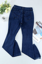 Load image into Gallery viewer, Side Slit Distressed Flare Jeans
