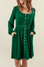 Load image into Gallery viewer, Button Down Long Sleeve Dress with Pockets
