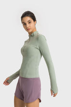 Load image into Gallery viewer, Half Zip Thumbhole Sleeve Sports Top
