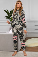 Load image into Gallery viewer, Camouflage Contrast Detail Hoodie and Joggers Lounge Set
