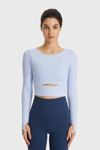 Load image into Gallery viewer, Cutout Long Sleeve Cropped Sports Top
