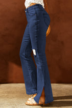 Load image into Gallery viewer, Side Slit Distressed Flare Jeans
