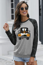 Load image into Gallery viewer, Halloween Car Graphic Camo Raglan Sleeve Sweatshirt

