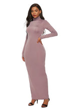 Load image into Gallery viewer, Mock Neck Long Sleeve Maxi Slim Dress
