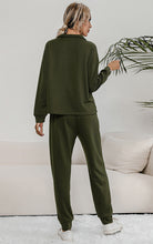 Load image into Gallery viewer, Snap Collar Top and Lounge Pants Set
