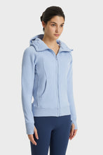 Load image into Gallery viewer, Zip Up Seam Detail Hooded Sports Jacket
