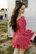 Load image into Gallery viewer, Printed Square Neck Flounce Sleeve Ruffle Hem Dress

