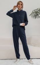 Load image into Gallery viewer, Snap Collar Top and Lounge Pants Set
