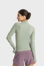 Load image into Gallery viewer, Half Zip Thumbhole Sleeve Sports Top
