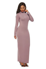 Load image into Gallery viewer, Mock Neck Long Sleeve Maxi Slim Dress
