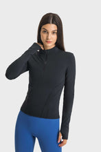 Load image into Gallery viewer, Half Zip Thumbhole Sleeve Sports Top
