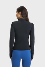 Load image into Gallery viewer, Half Zip Thumbhole Sleeve Sports Top
