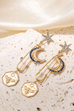 Load image into Gallery viewer, Inlaid Rhinestone Moon and Star Drop Earrings
