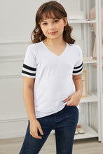 Load image into Gallery viewer, Girls Striped V-Neck Tee Shirt
