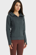 Load image into Gallery viewer, Zip Up Seam Detail Hooded Sports Jacket
