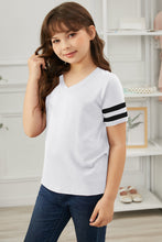 Load image into Gallery viewer, Girls Striped V-Neck Tee Shirt
