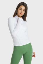 Load image into Gallery viewer, Half Zip Thumbhole Sleeve Sports Top
