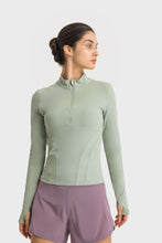 Load image into Gallery viewer, Half Zip Thumbhole Sleeve Sports Top
