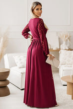 Load image into Gallery viewer, Lace Detail Surplice Tie-Waist Maxi Dress
