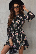 Load image into Gallery viewer, Floral Buttoned Puff Sleeve Tiered Dress
