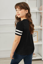 Load image into Gallery viewer, Girls Striped V-Neck Tee Shirt
