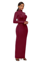 Load image into Gallery viewer, Mock Neck Long Sleeve Maxi Slim Dress
