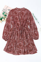 Load image into Gallery viewer, Floral Buttoned Puff Sleeve Tiered Dress
