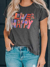 Load image into Gallery viewer, LIVE HAPPY Floral Graphic Tee
