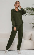 Load image into Gallery viewer, Snap Collar Top and Lounge Pants Set
