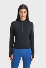 Load image into Gallery viewer, Half Zip Thumbhole Sleeve Sports Top
