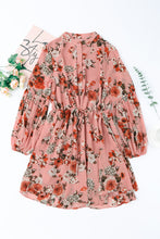 Load image into Gallery viewer, Floral Buttoned Puff Sleeve Tiered Dress
