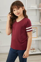Load image into Gallery viewer, Girls Striped V-Neck Tee Shirt
