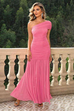 Load image into Gallery viewer, One-Shoulder Ruched Maxi Dress
