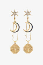 Load image into Gallery viewer, Inlaid Rhinestone Moon and Star Drop Earrings
