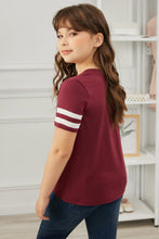 Load image into Gallery viewer, Girls Striped V-Neck Tee Shirt

