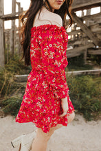 Load image into Gallery viewer, Floral Frill Trim Off-Shoulder Layered Dress
